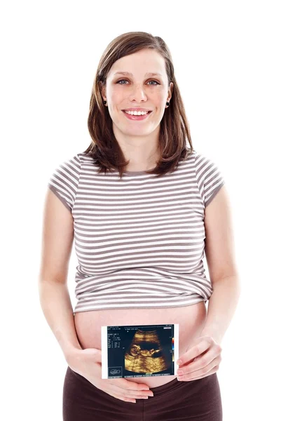 Mulher grávida com ultra-som — Fotografia de Stock