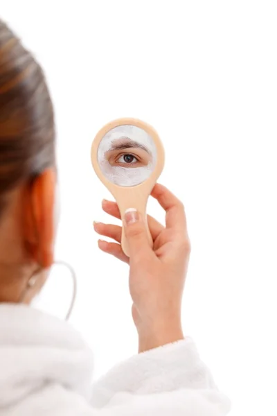 Beauty mask in the mirror — Stock Photo, Image