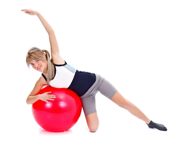 Exercício em uma bola pilates — Fotografia de Stock