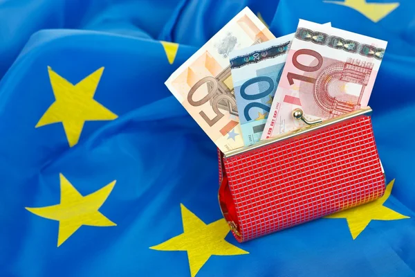 Euros na carteira — Fotografia de Stock