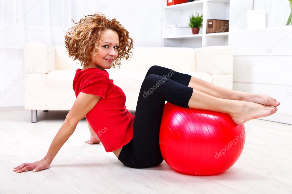 Girl with fitness ball