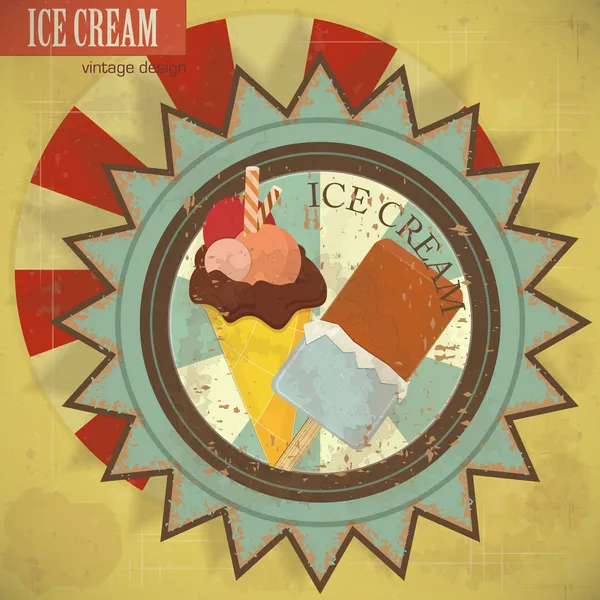 Crème glacée sur fond grunge — Image vectorielle