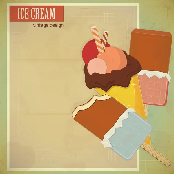 冰淇淋 grunge 背景上 — 图库矢量图片