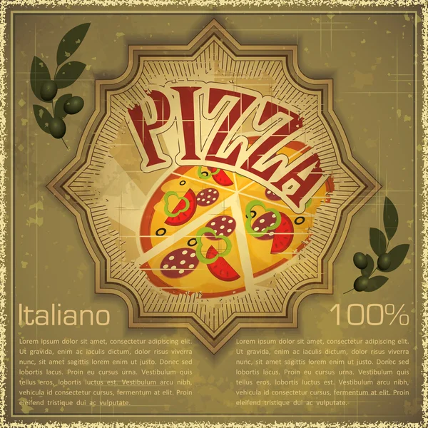 Pizza na pozadí grunge — Stockový vektor