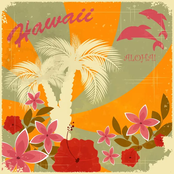 Vintage Hawaiian postcard — Stok Vektör