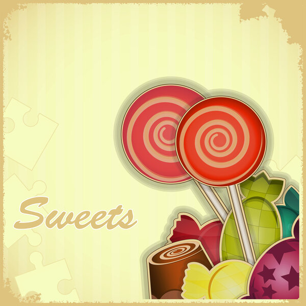 Sweet candy on Retro background