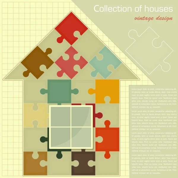 Puzzle house. Concetto - Costruzione — Vettoriale Stock