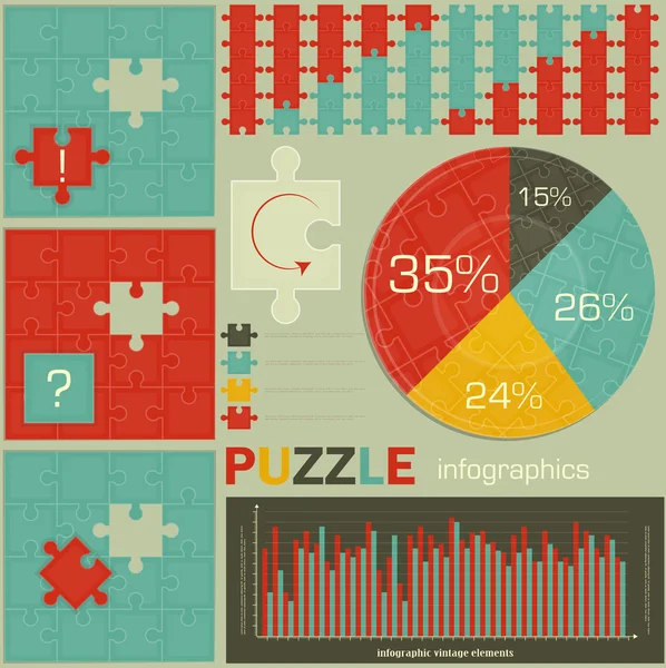 Infographic puzzle elemei — Stock Vector