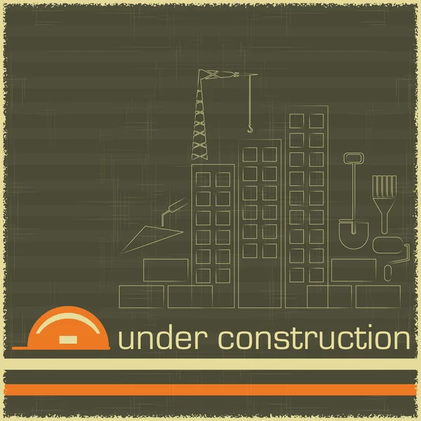 Under Construction in black and orange color — Stock Vector