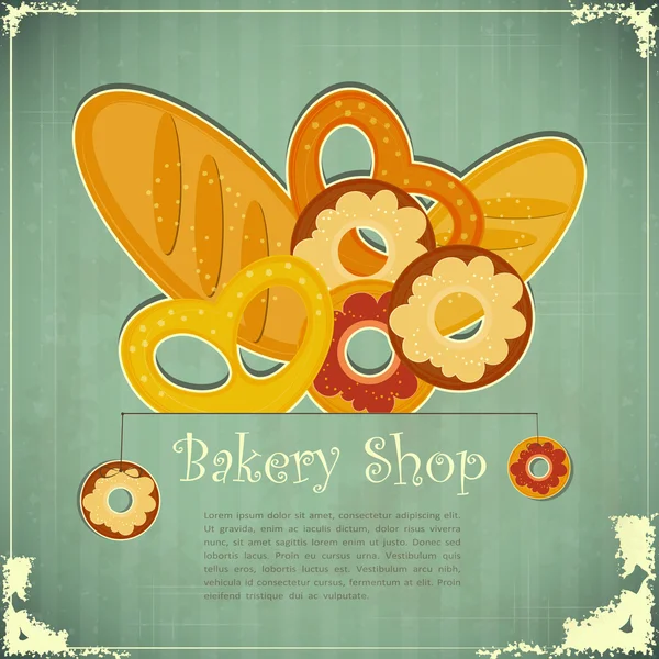 Oldtimer-Karte für Bäckerei — Stockvektor