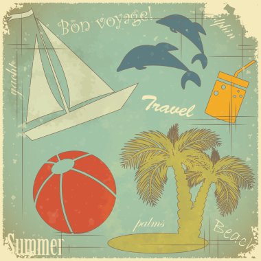 Retro travel postcard clipart