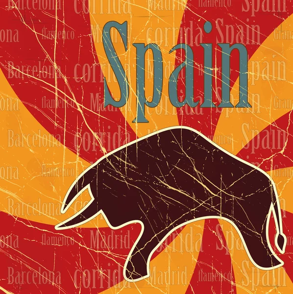 Toro español sobre fondo gruñón — Archivo Imágenes Vectoriales