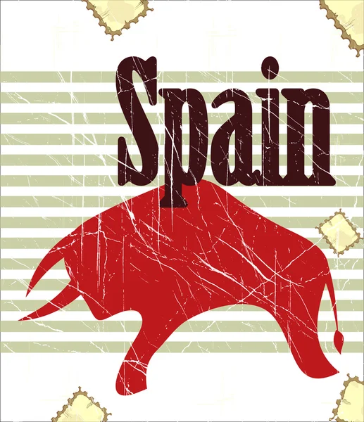 Taureau espagnol sur fond grunge — Image vectorielle