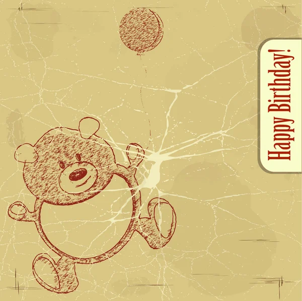 Винтажная открытка с медведем — стоковый вектор