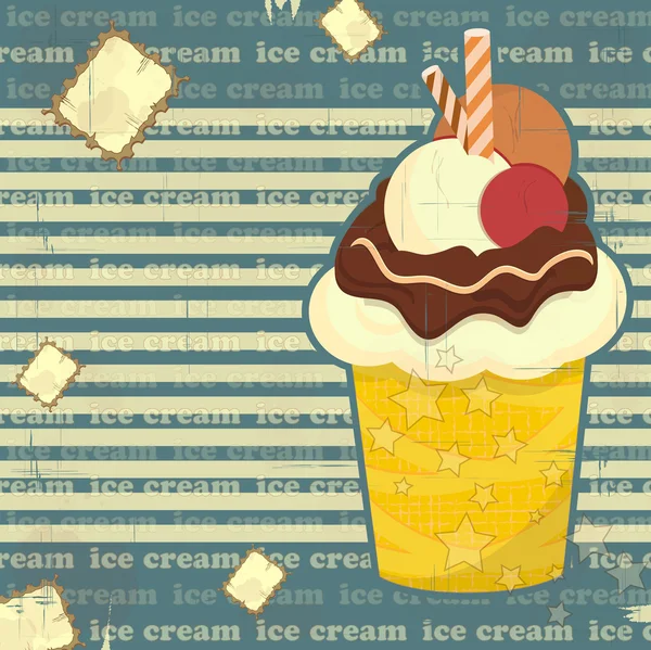 Ice Cream - vintage plakát — Stock Vector