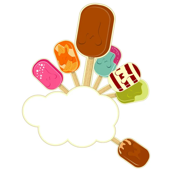 Crème glacée sur fond blanc avec place pour le texte — Image vectorielle