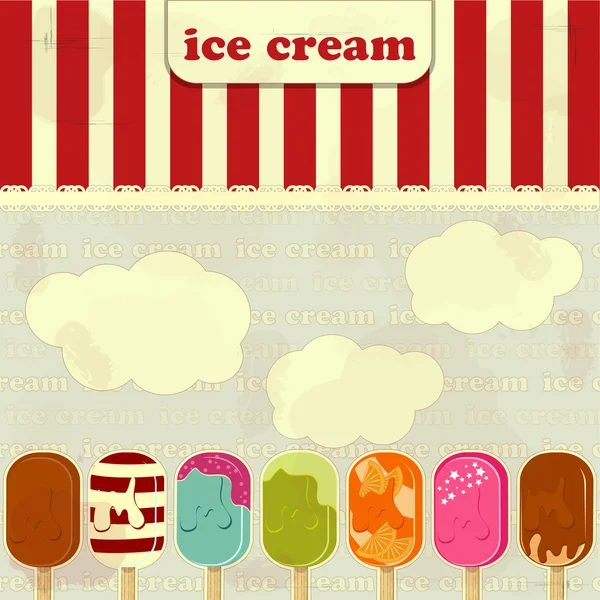 冰淇淋-老式的海报 — 图库矢量图片