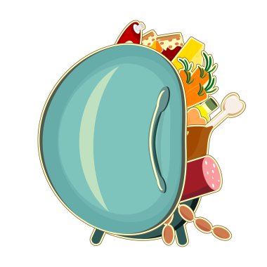 Vintage refrigerator with food clipart