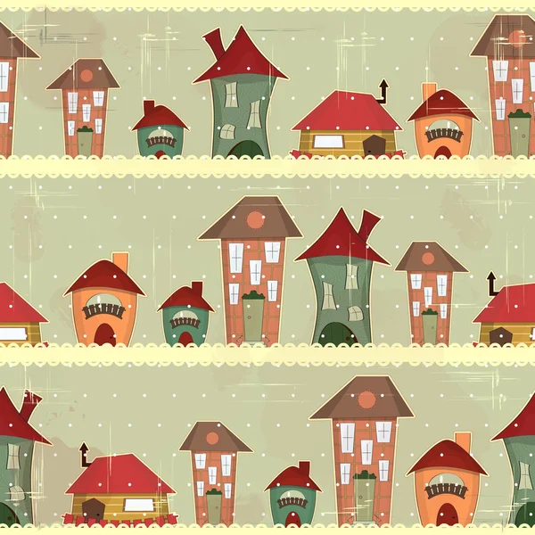 Retro domy - vánoční bezešvé — Stockový vektor