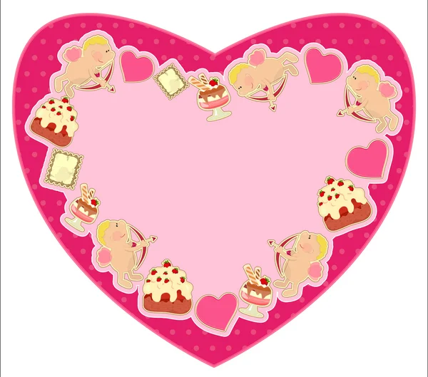 Carte postale en forme de cœur pour la Saint Valentin — Image vectorielle