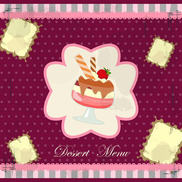 Винтажная карта с клубничным десертом
