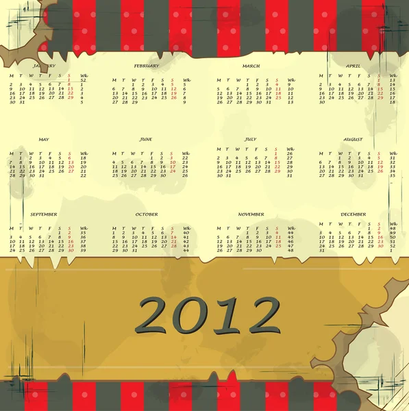 Vintage calendar 2012 — Stock Vector