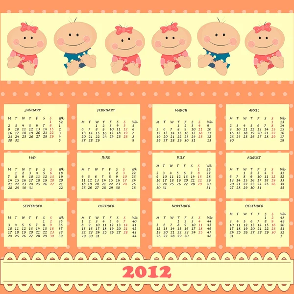 赤ちゃんのカレンダー 2012 — ストックベクタ