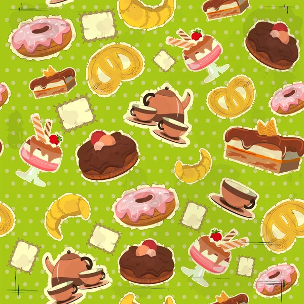 Vintage seamless background with dessert — Stock Vector