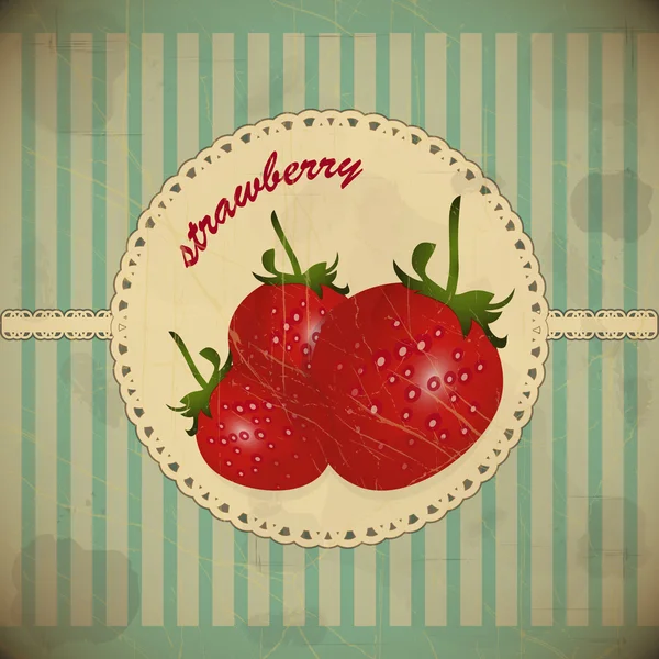 Carte vintage fraise — Image vectorielle