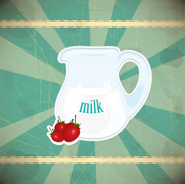 stock vector Jug of milk on vintage background