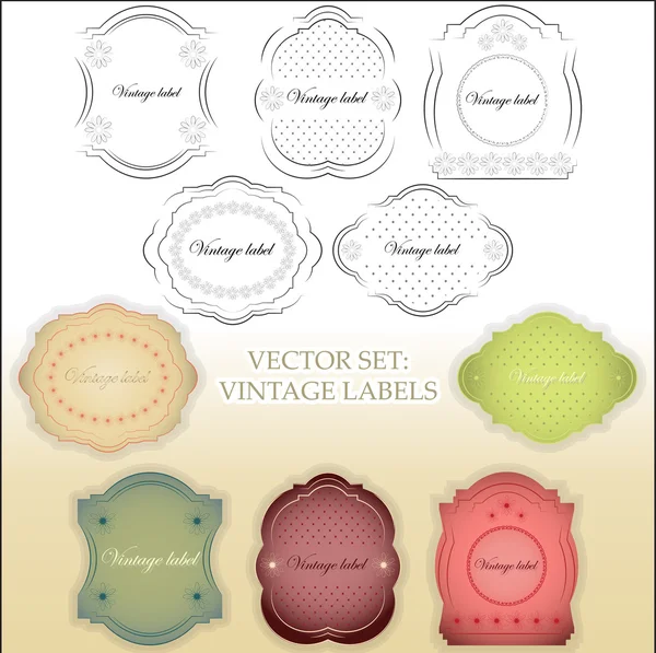 Vintage labels set - color and black and white version — Stock Vector
