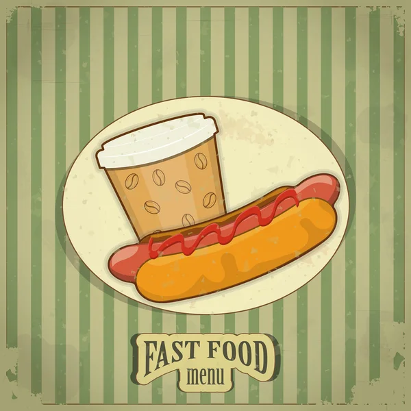 Vintage Fast Food Menü - das Essen auf Grunge Hintergrund — Stockvektor