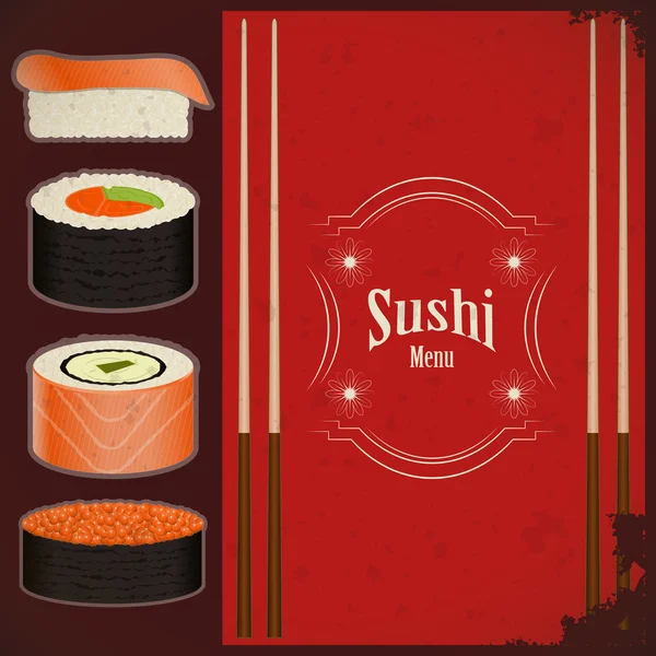 Vintage Sushi Menu - the food on grunge background — Stock Vector