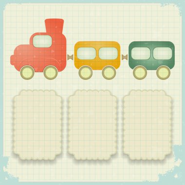 bir oyuncak tren ve metin için yer Retro arka plan