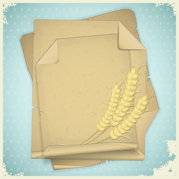 Grunge paper with ear of wheat on vintage background — Stock Vector