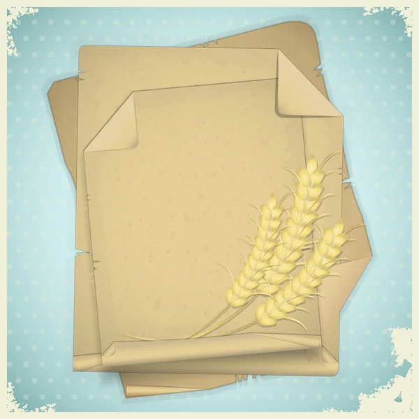 stock vector Grunge paper with ear of wheat on vintage background