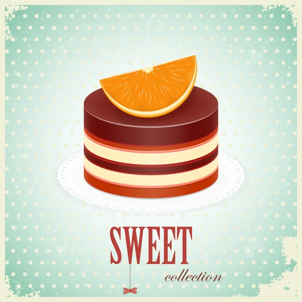 Schokoladenkuchen mit Orange — Stockvektor