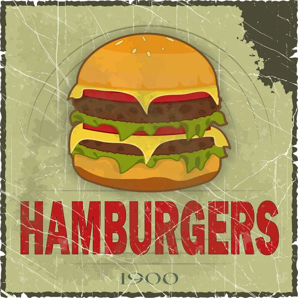 Grunge-Cover für Fast-Food-Menü — Stockvektor