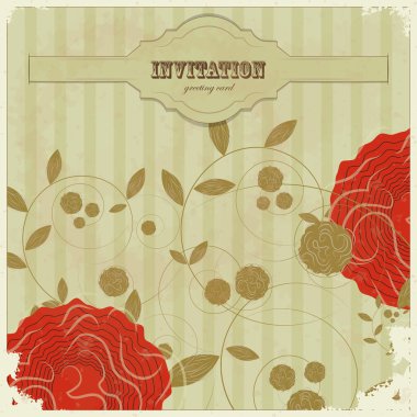 Vintage card with flower and place for text - scrapbook style clipart