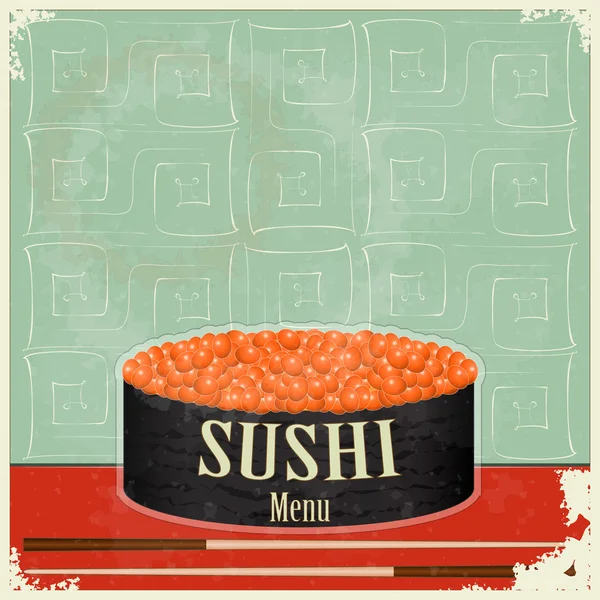 Menú Vintage Sushi - la comida en el fondo grunge — Vector de stock