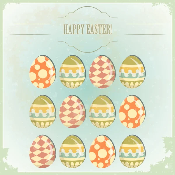 Easter Eggs - velho cartão postal em estilo vintage — Vetor de Stock