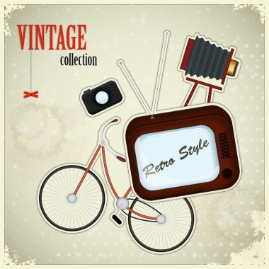 Retro poster - vintage stuff on grunge background clipart