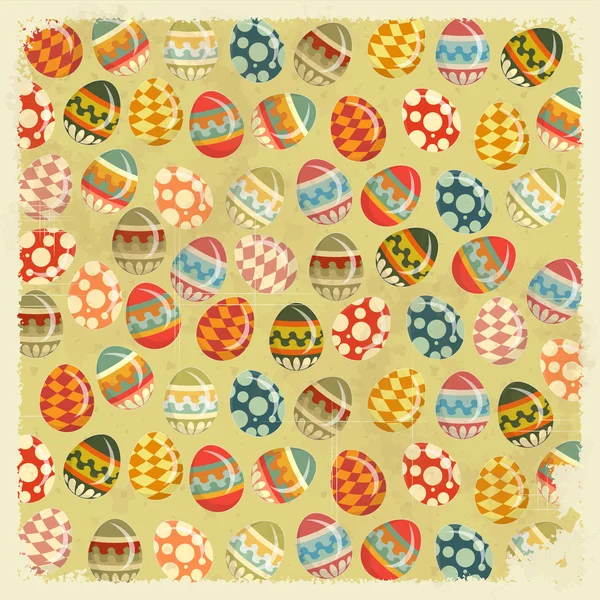 Пасхальные яйца - старый пасхальный фон в винтажном стиле — стоковый вектор