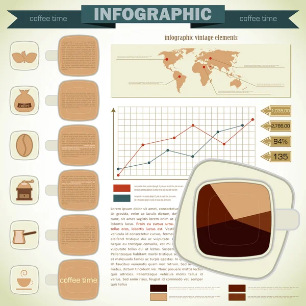 Vintage infographics set - kaffe — Stock vektor