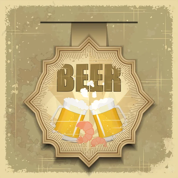 Винтажная открытка, меню на крышке - Пиво, закуски для пива — стоковый вектор