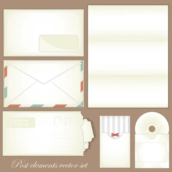 Vintage post set - Enveloppes rétro et cartes postales — Image vectorielle