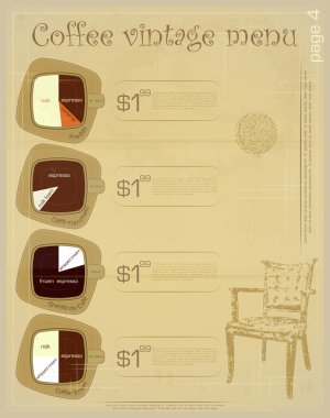 Template of menu for coffee drinks clipart