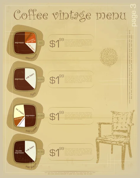Modèle de menu pour les boissons au café — Image vectorielle