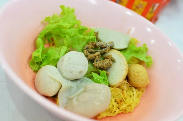 Asian style noodle with pork and fish ball — Stock Photo, Image