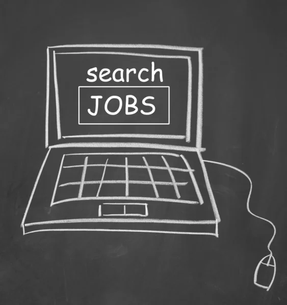 Interfaz de búsqueda de empleo dibujada con tiza en pizarra — Foto de Stock